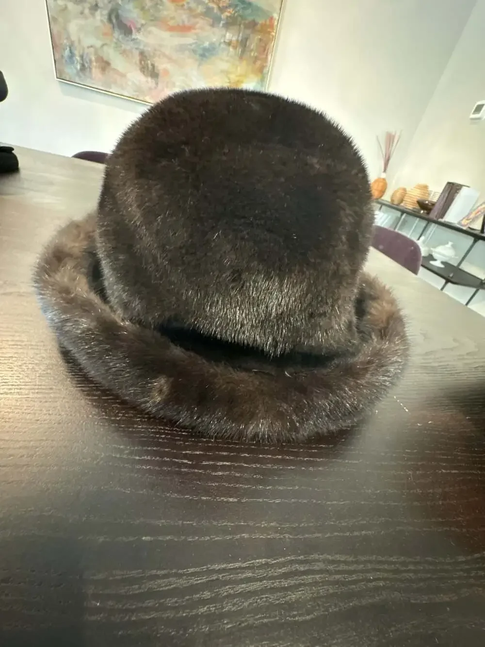 Vintage Dark Brown Mink Fur and Wool Cloche Hat STUNNING size m/l